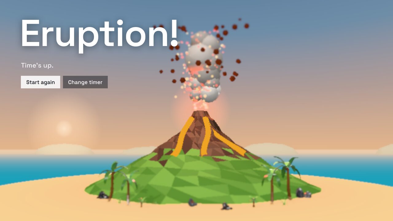 Volcano Island erupting at zero