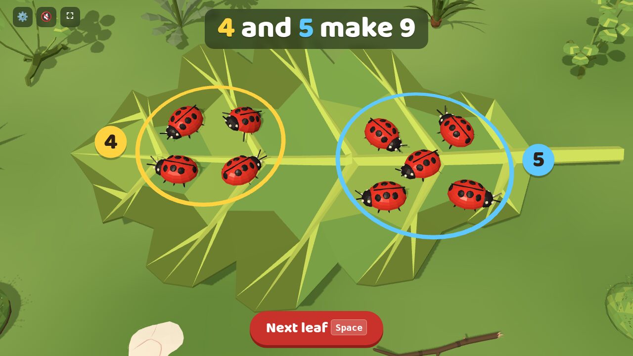 The reveal: a ring around each group and 4 and 5 make 9