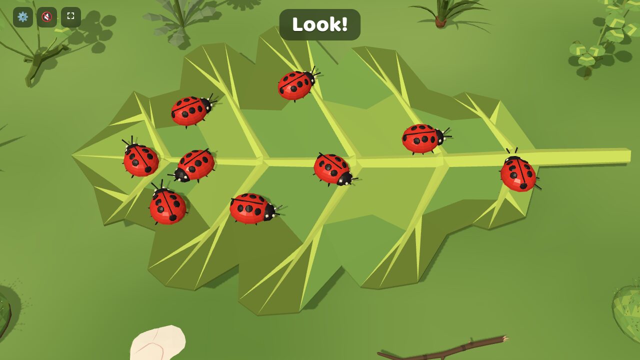 Scattered: ladybugs anywhere on the leaf