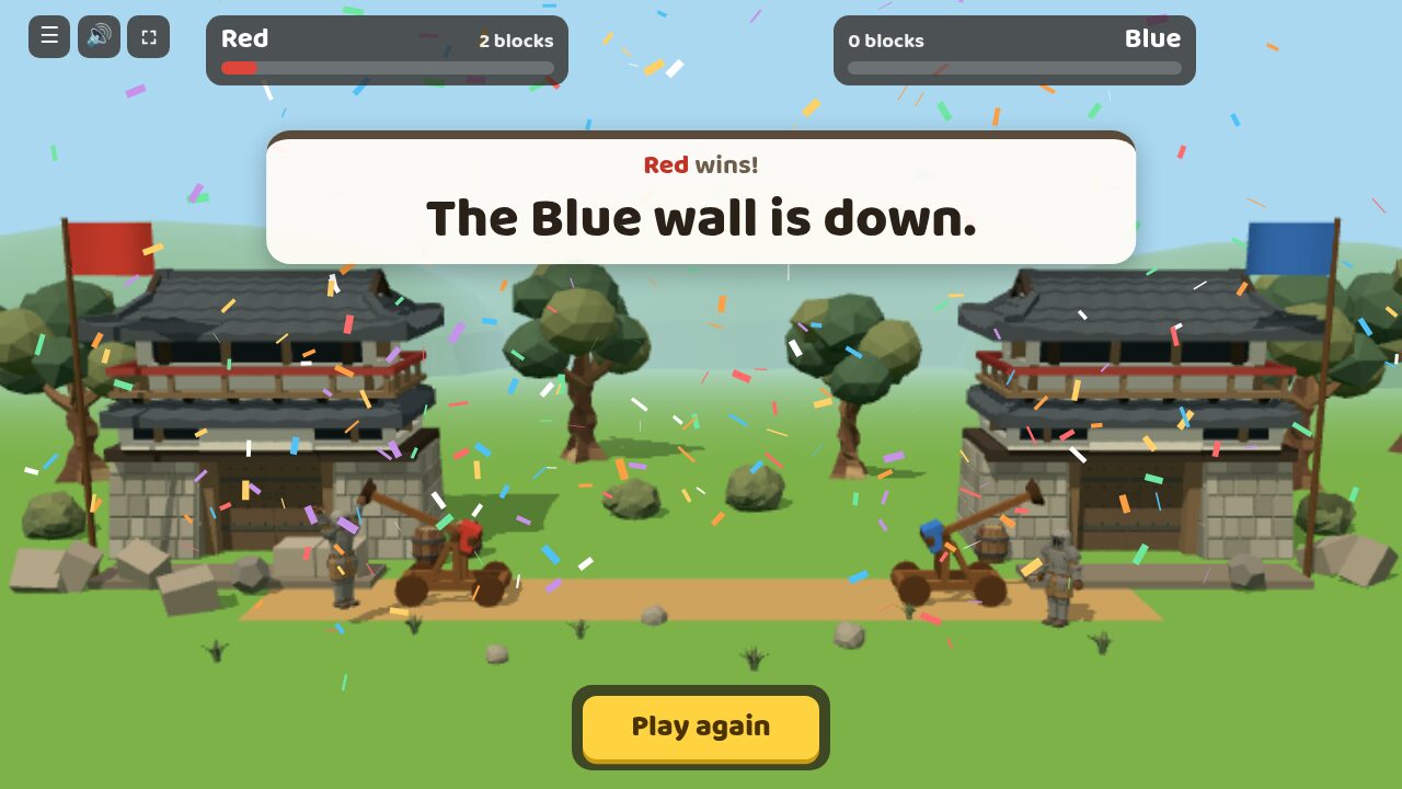 Red wins. The Blue wall is down, with confetti