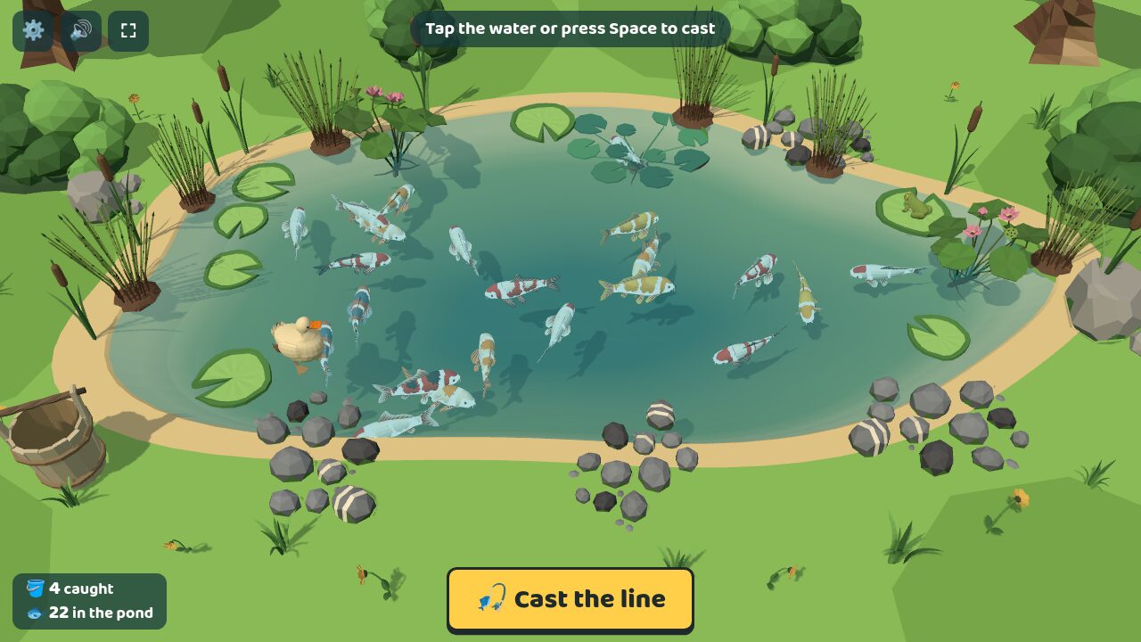 The counter shows how many are caught and how many are left in the pond