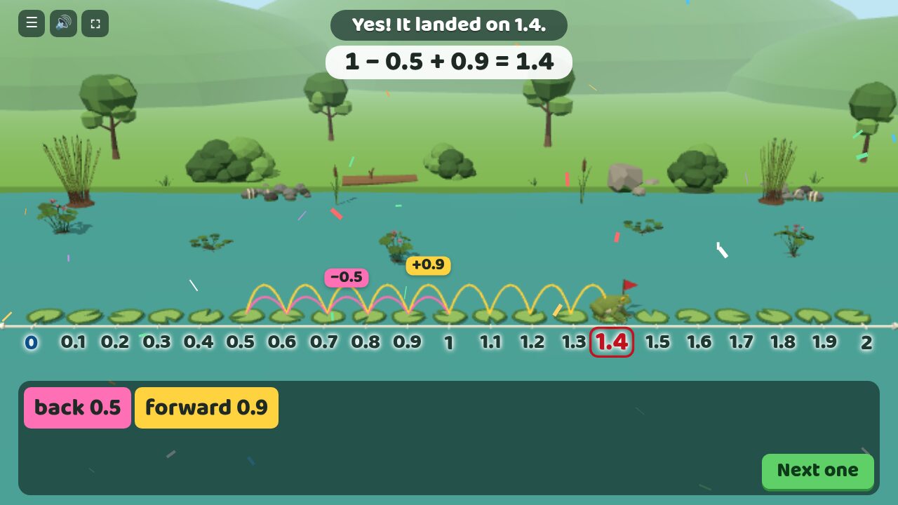 Where will it land? on the tenths line: the class guessed 1.4 and was right