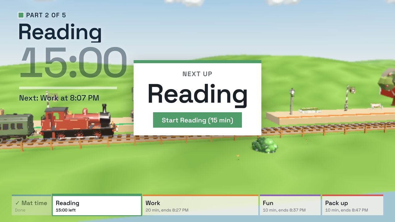 The train waits at the station with a Start Reading button