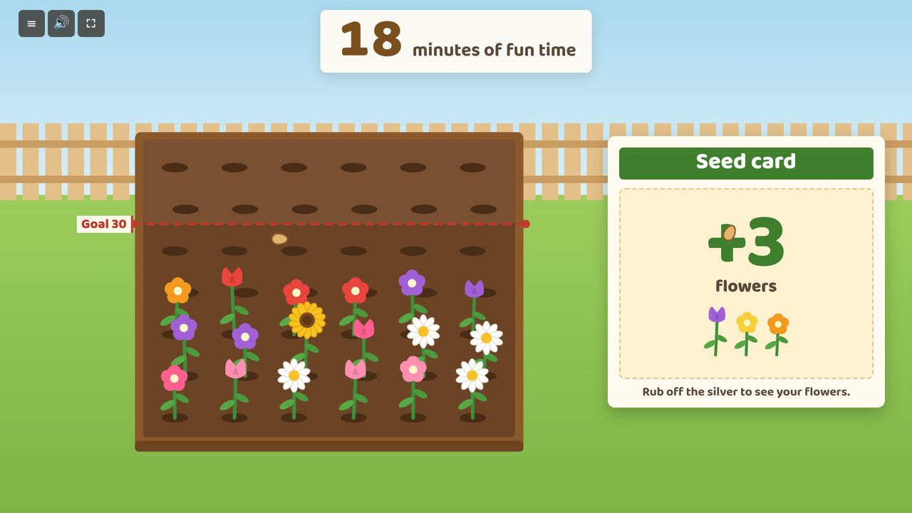 A seed flies from the card to the garden bed
