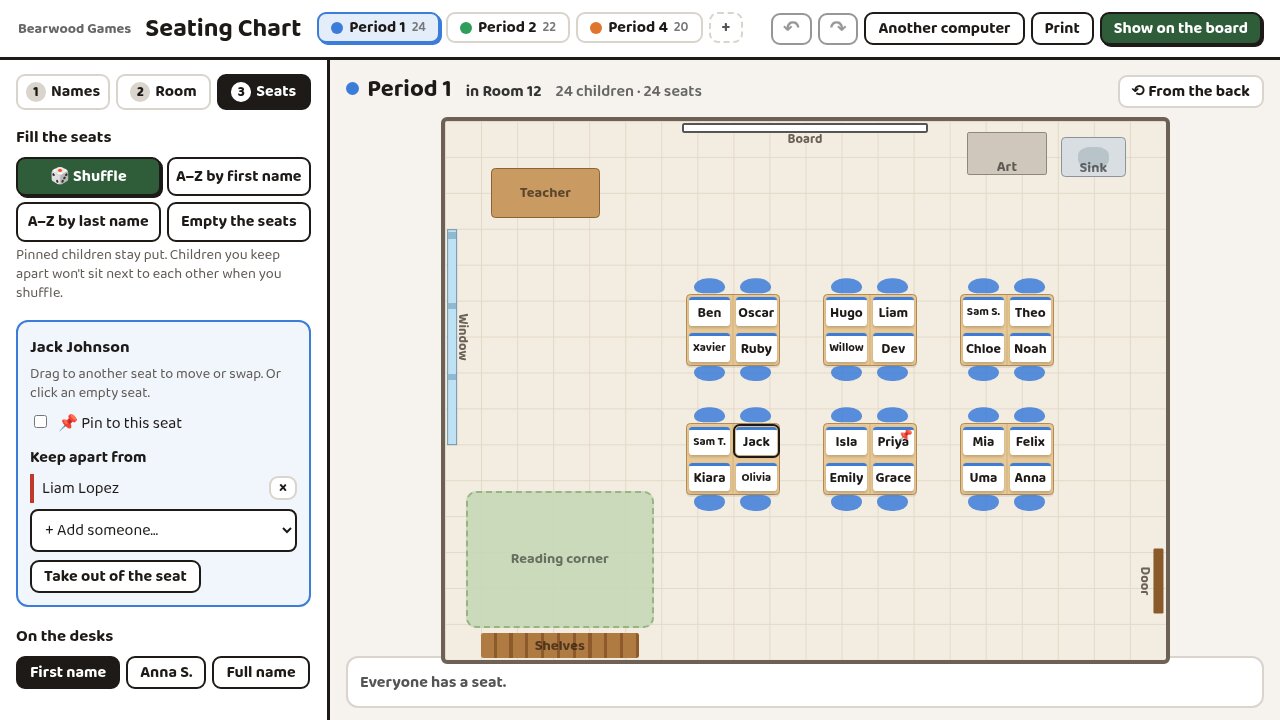 Seating Chart screenshot