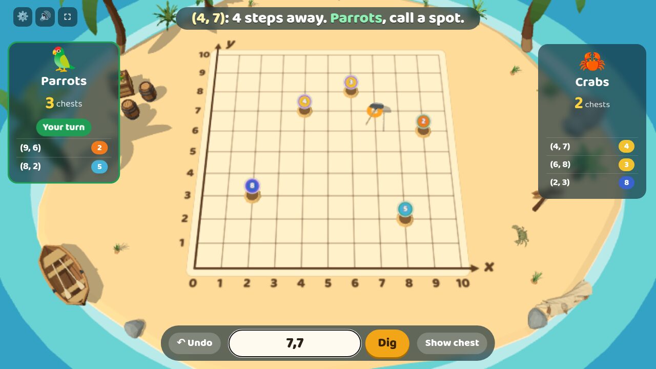 Points on a 0 to 10 grid