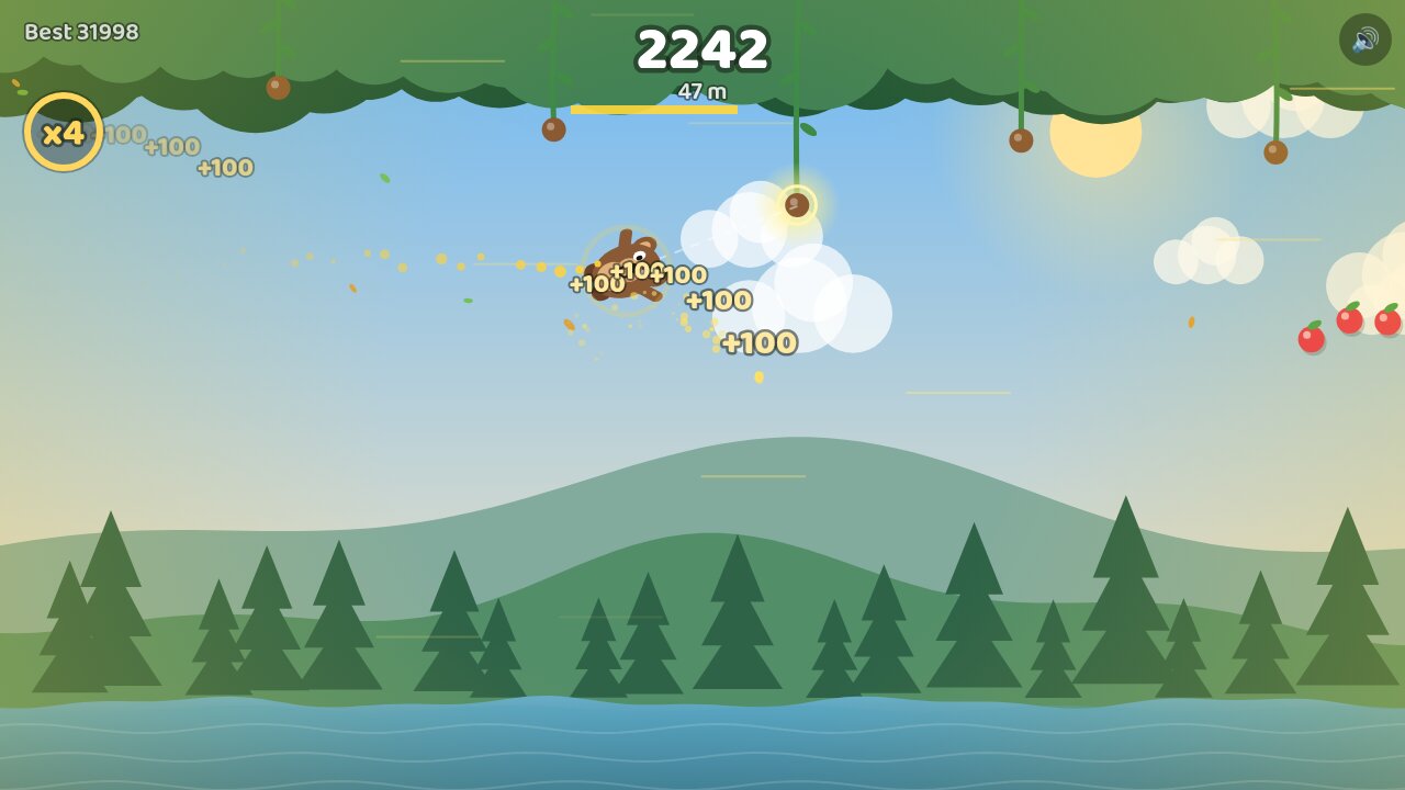 The bear flies on its own after grabbing a pot of honey